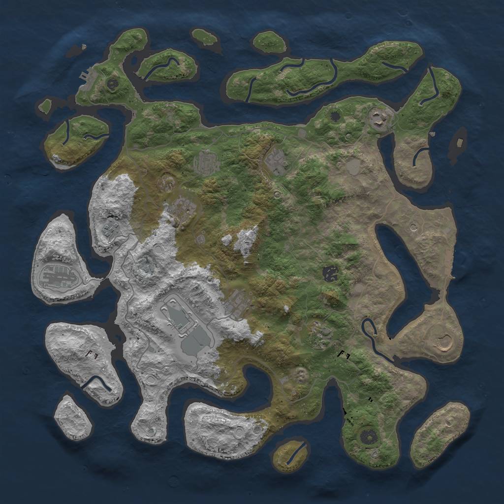 Rust Map: Procedural Map, Size: 4500, Seed: 1721314839, 19 Monuments