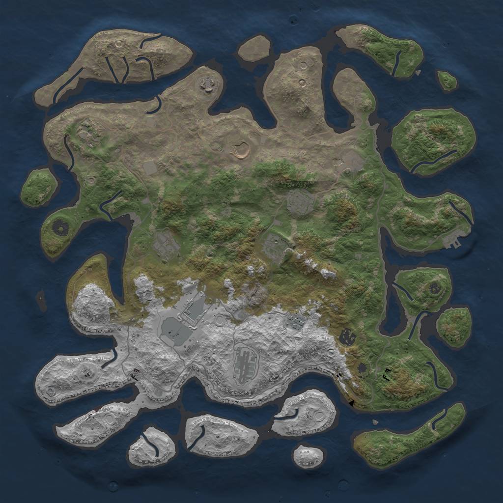 Rust Map: Procedural Map, Size: 4500, Seed: 2360235, 18 Monuments