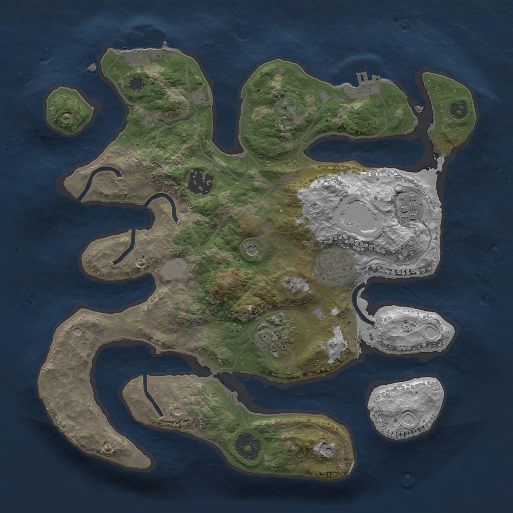 Rust Map: Procedural Map, Size: 3000, Seed: 720141964, 12 Monuments
