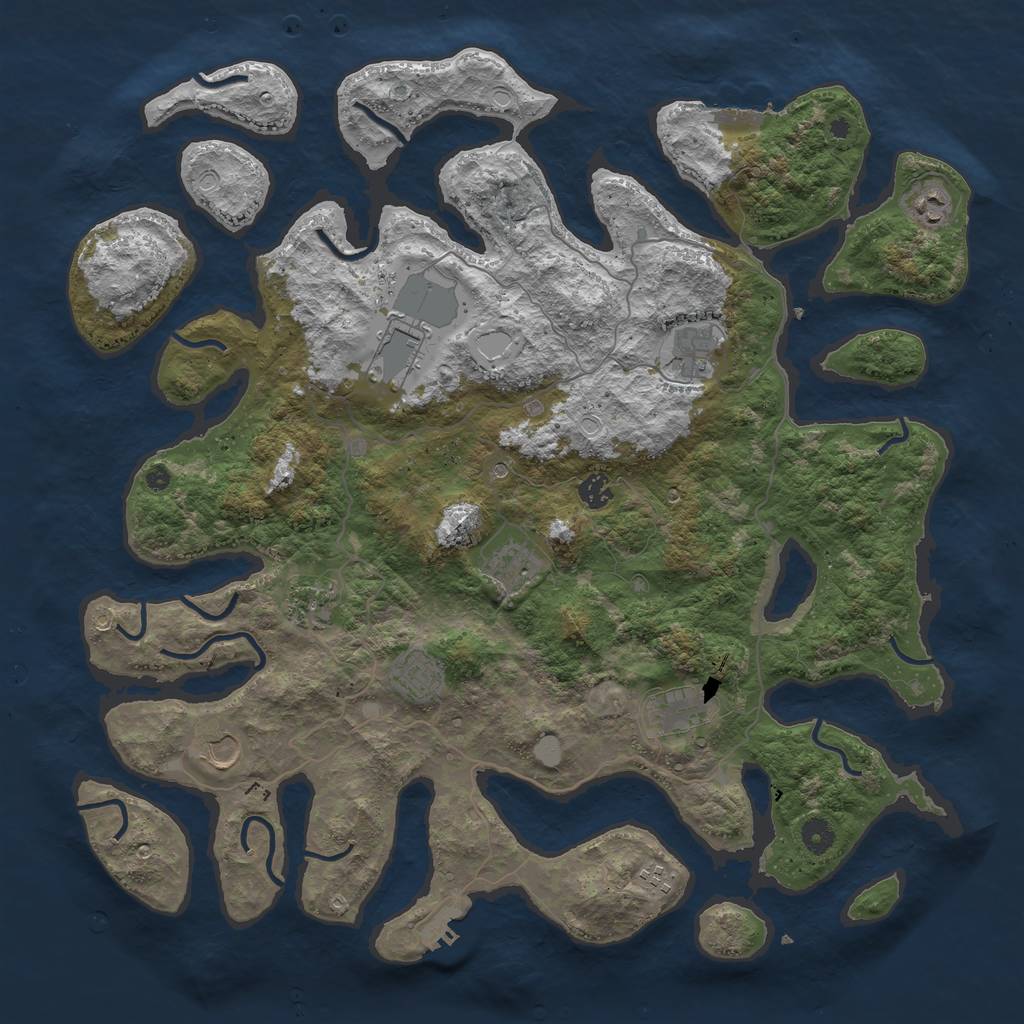 Rust Map: Procedural Map, Size: 4500, Seed: 5350607, 18 Monuments