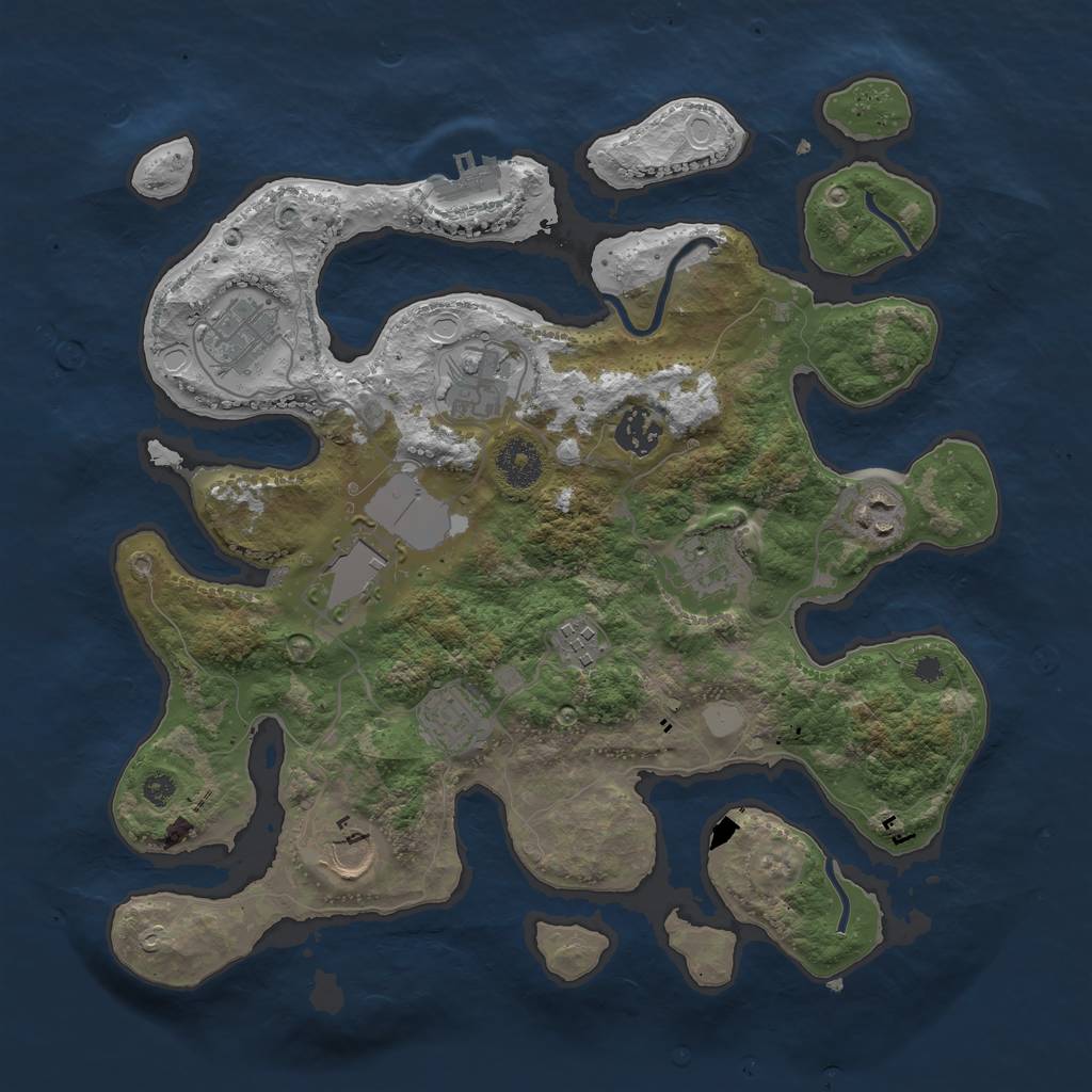 Rust Map: Procedural Map, Size: 3510, Seed: 124875, 15 Monuments