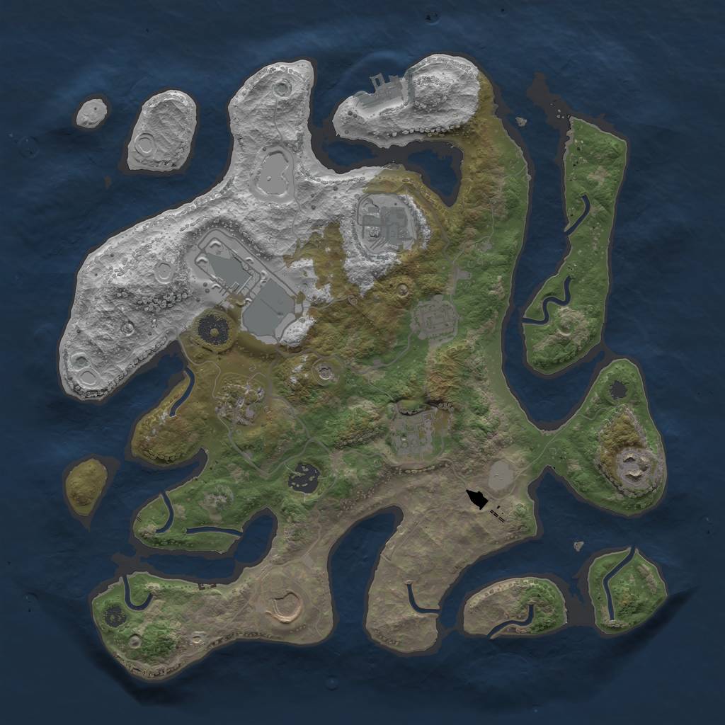 Rust Map: Procedural Map, Size: 3550, Seed: 590693, 15 Monuments