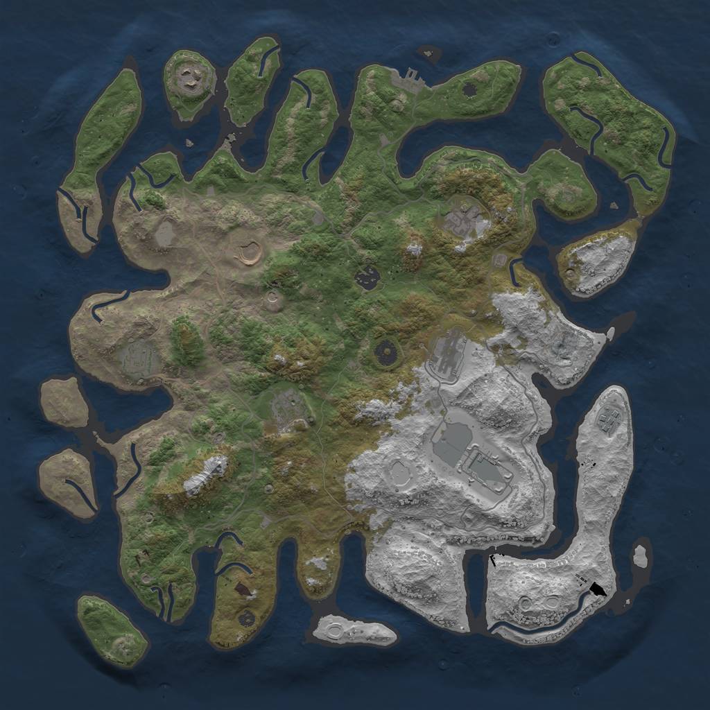 Rust Map: Procedural Map, Size: 4500, Seed: 644639, 16 Monuments