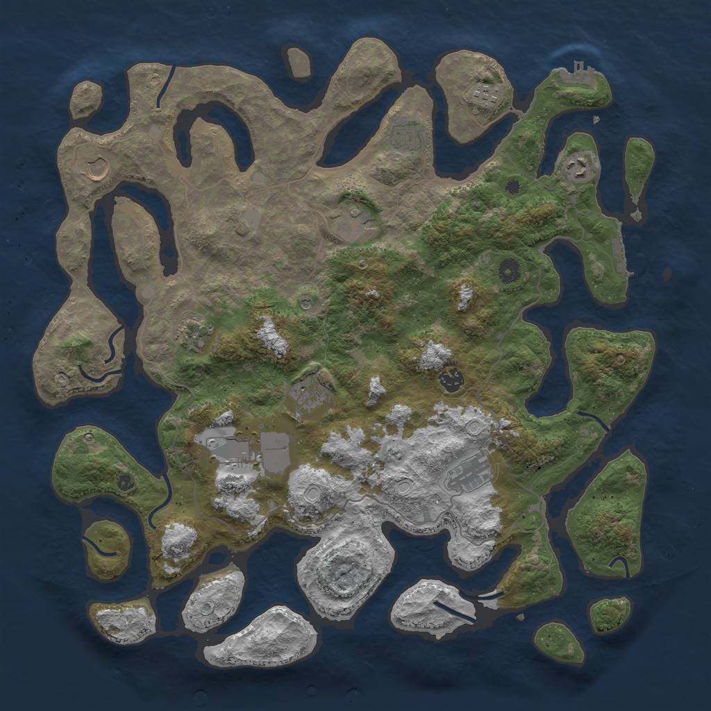 Rust Map: Procedural Map, Size: 4500, Seed: 3709914, 18 Monuments