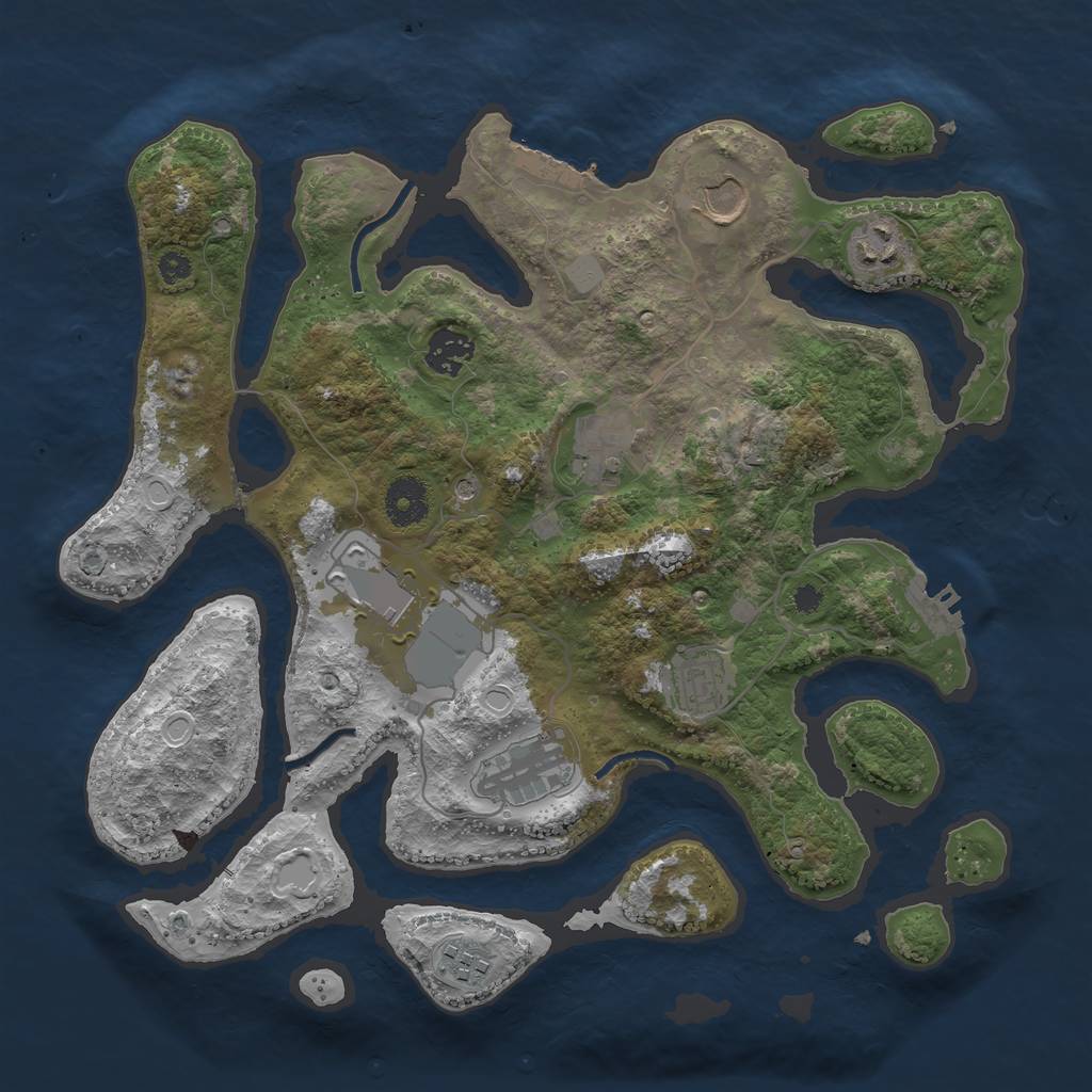 Rust Map: Procedural Map, Size: 3500, Seed: 420014, 16 Monuments