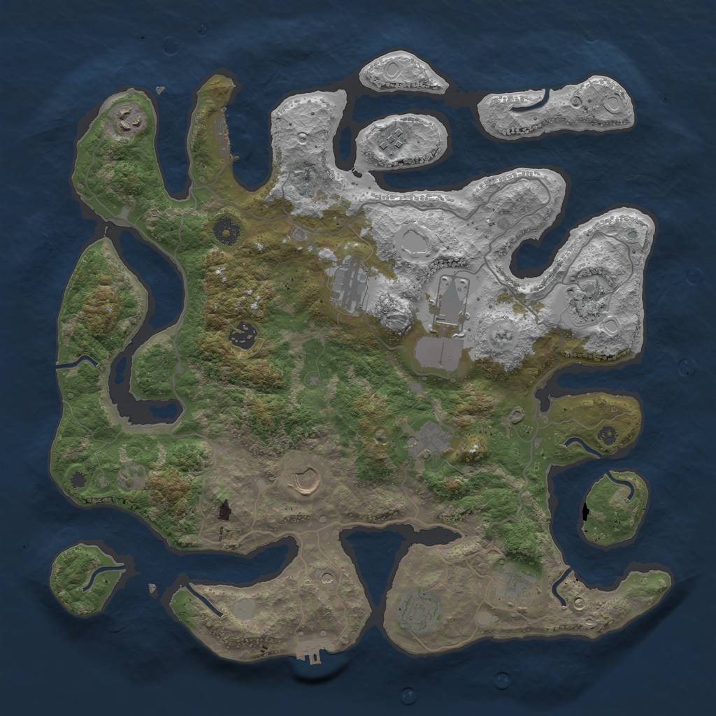 Rust Map: Procedural Map, Size: 4000, Seed: 450028, 18 Monuments