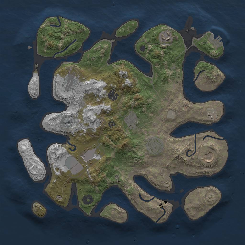 Rust Map: Procedural Map, Size: 3510, Seed: 3031305, 15 Monuments