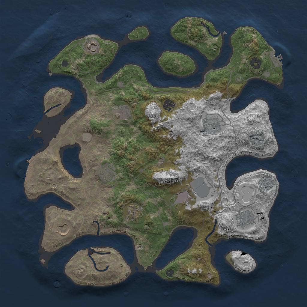 Rust Map: Procedural Map, Size: 4000, Seed: 997246, 18 Monuments