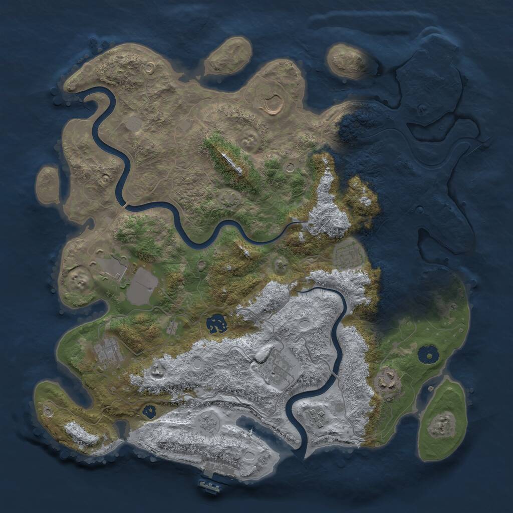 Rust Map: Procedural Map, Size: 3800, Seed: 58623214, 14 Monuments