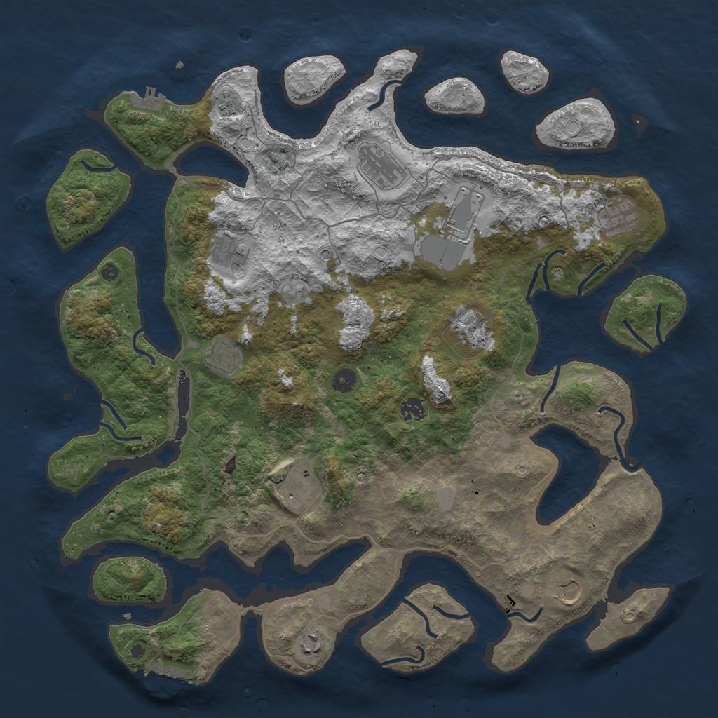 Rust Map: Procedural Map, Size: 4500, Seed: 5315649, 19 Monuments