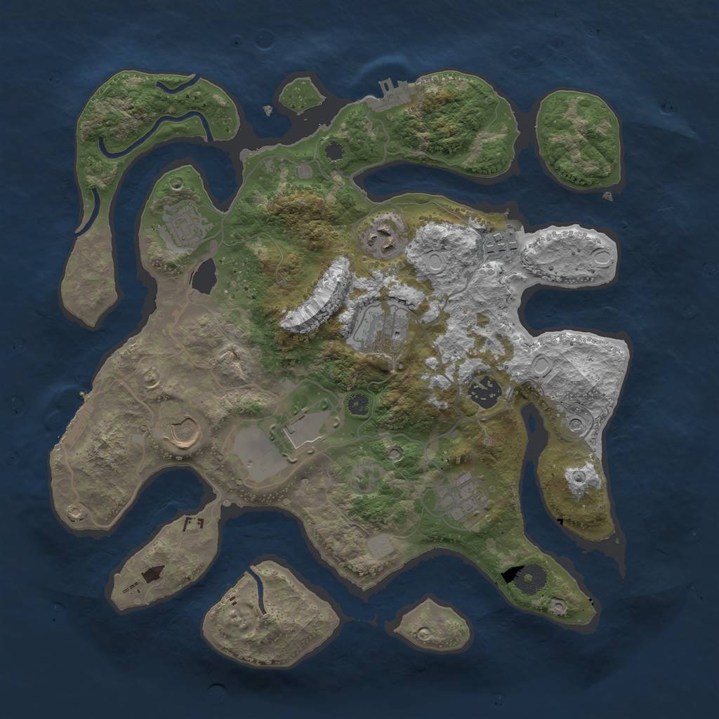 Rust Map: Procedural Map, Size: 3510, Seed: 3470178, 16 Monuments