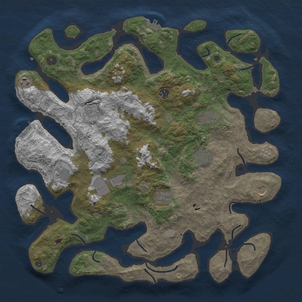 Rust Map: Procedural Map, Size: 4500, Seed: 3124685, 18 Monuments