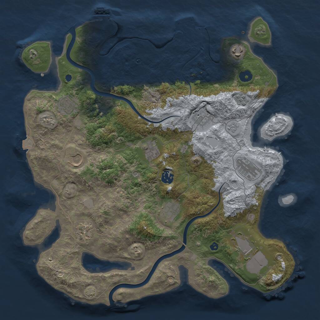 Rust Map: Procedural Map, Size: 3850, Seed: 1725250995, 17 Monuments