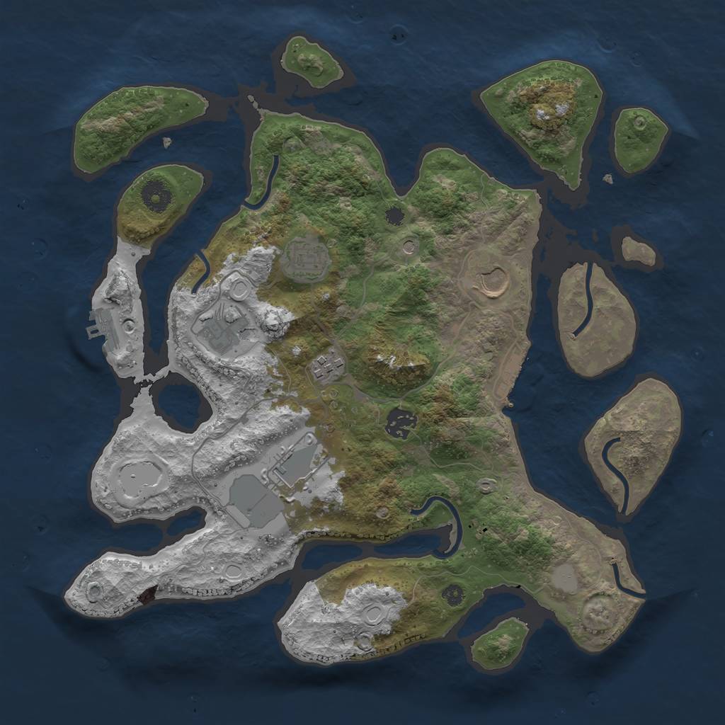 Rust Map: Procedural Map, Size: 3550, Seed: 199141, 14 Monuments