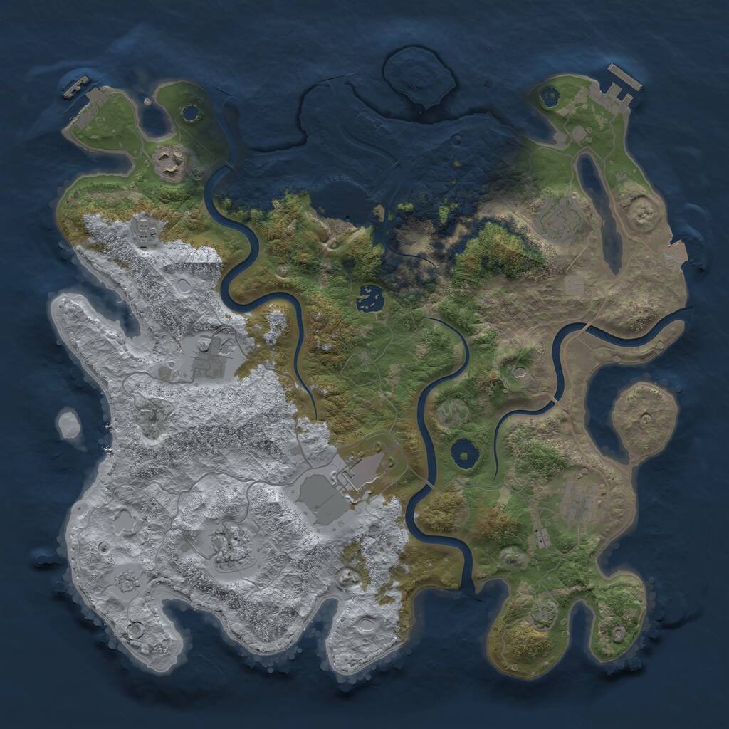 Rust Map: Procedural Map, Size: 3850, Seed: 378007727, 15 Monuments