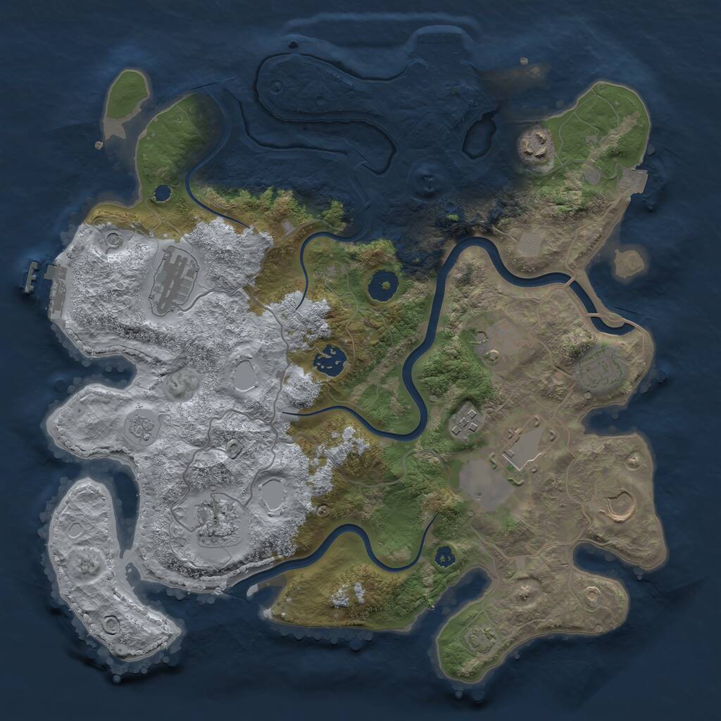 Rust Map: Procedural Map, Size: 3550, Seed: 693417, 15 Monuments