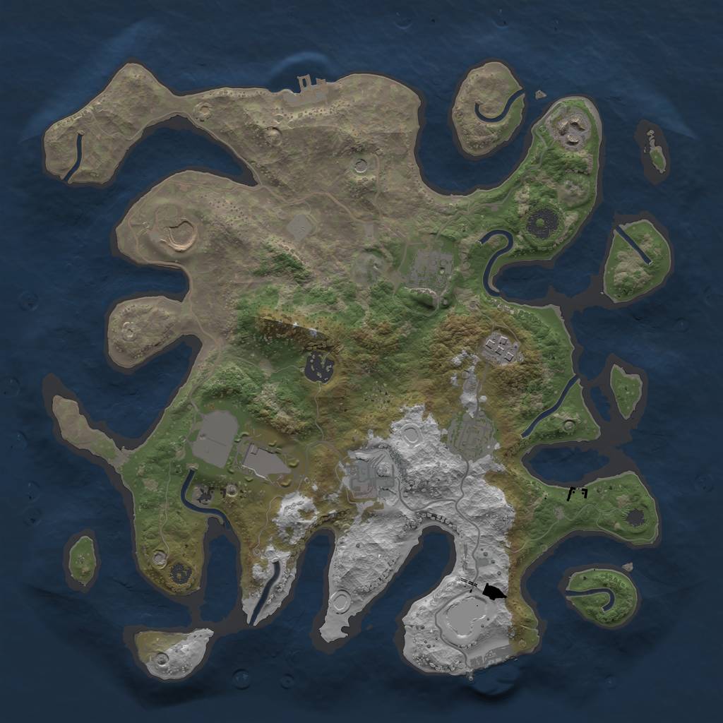 Rust Map: Procedural Map, Size: 3550, Seed: 712987, 16 Monuments
