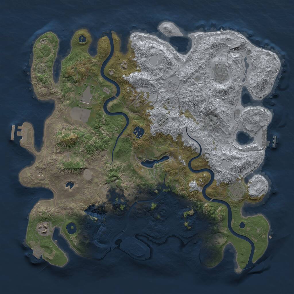 Rust Map: Procedural Map, Size: 4000, Seed: 2130101857, 14 Monuments