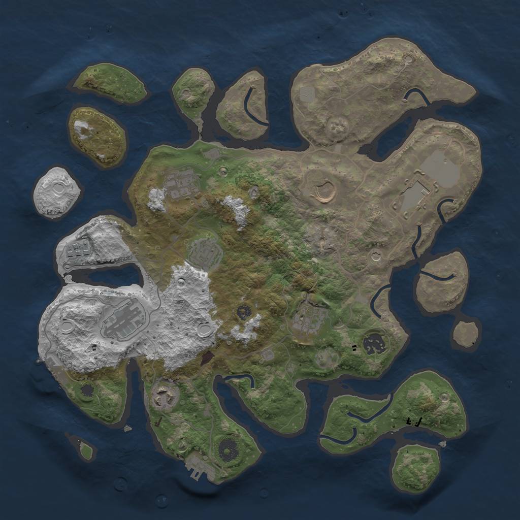 Rust Map: Procedural Map, Size: 3600, Seed: 335675450, 17 Monuments