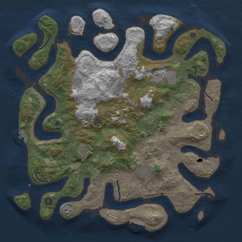 Rust Map: Procedural Map, Size: 4500, Seed: 5574174, 18 Monuments