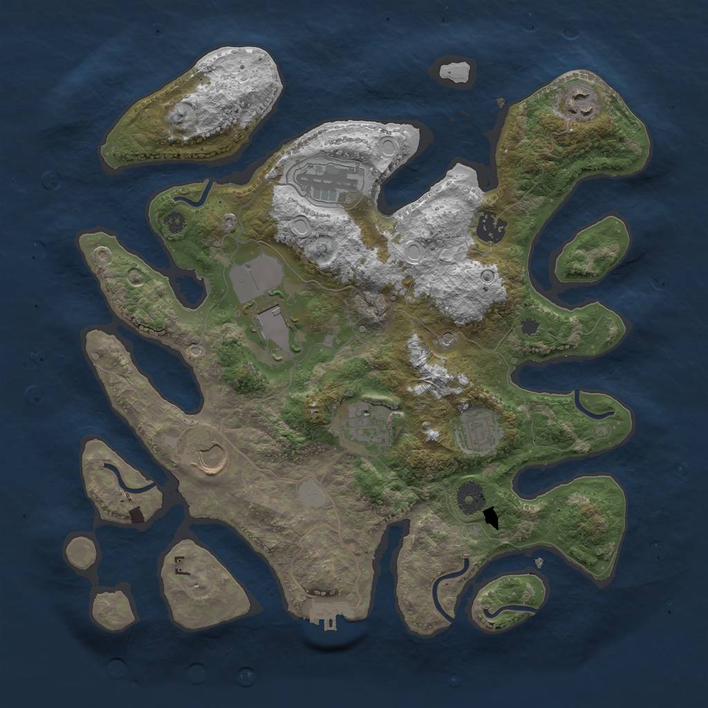 Rust Map: Procedural Map, Size: 3500, Seed: 1414484232, 14 Monuments