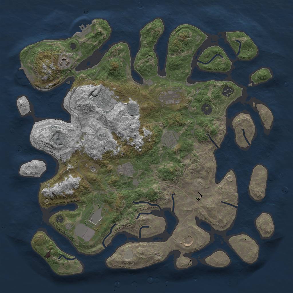 Rust Map: Procedural Map, Size: 4000, Seed: 388838, 17 Monuments