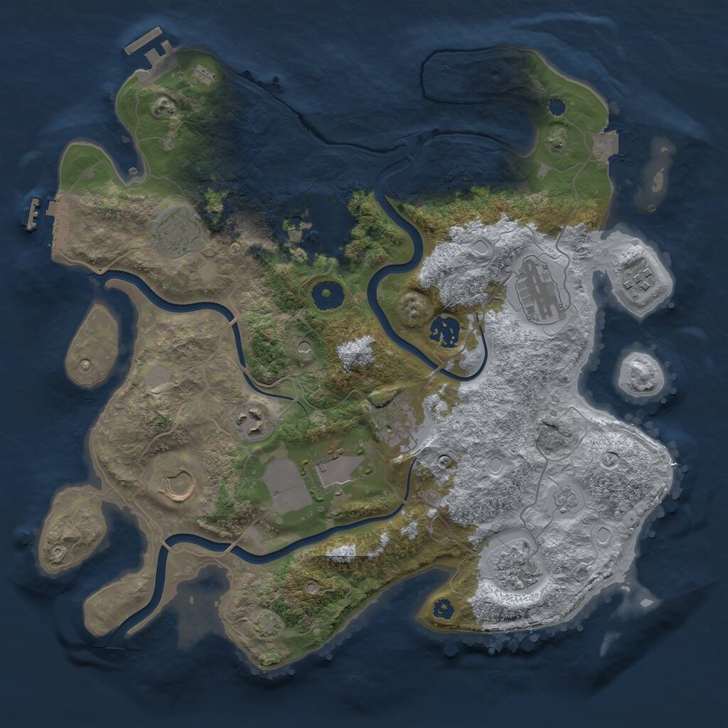 Rust Map: Procedural Map, Size: 3550, Seed: 236077, 16 Monuments