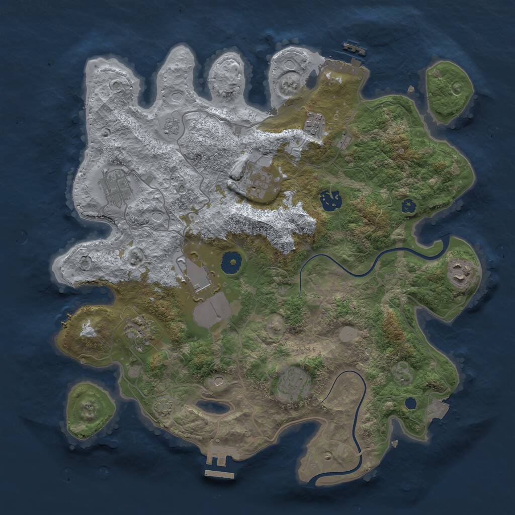 Rust Map: Procedural Map, Size: 3550, Seed: 439180, 14 Monuments