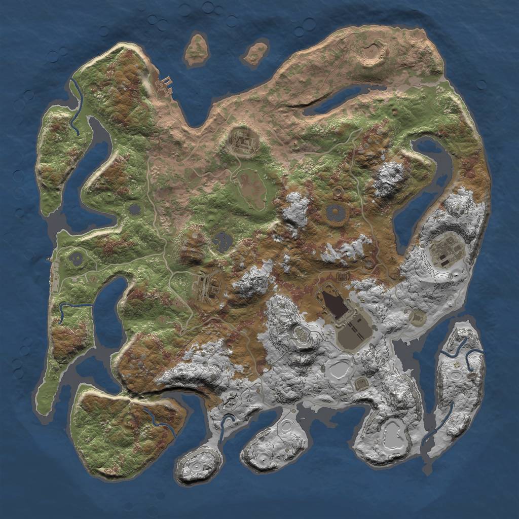 Rust Map: Procedural Map, Size: 4000, Seed: 16, 13 Monuments