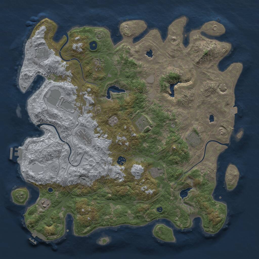 Rust Map: Procedural Map, Size: 4500, Seed: 3285769, 16 Monuments