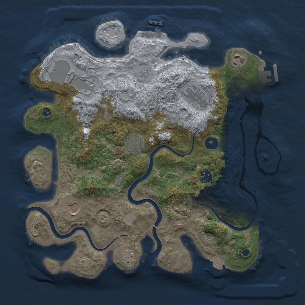 Rust Map: Procedural Map, Size: 3550, Seed: 482615, 14 Monuments