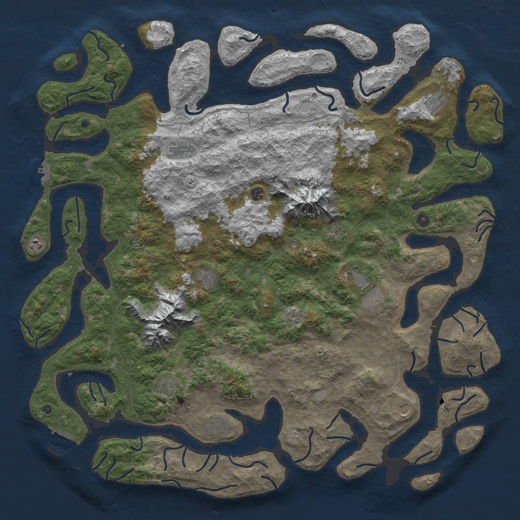 Rust Map: Procedural Map, Size: 6000, Seed: 2067724644, 19 Monuments