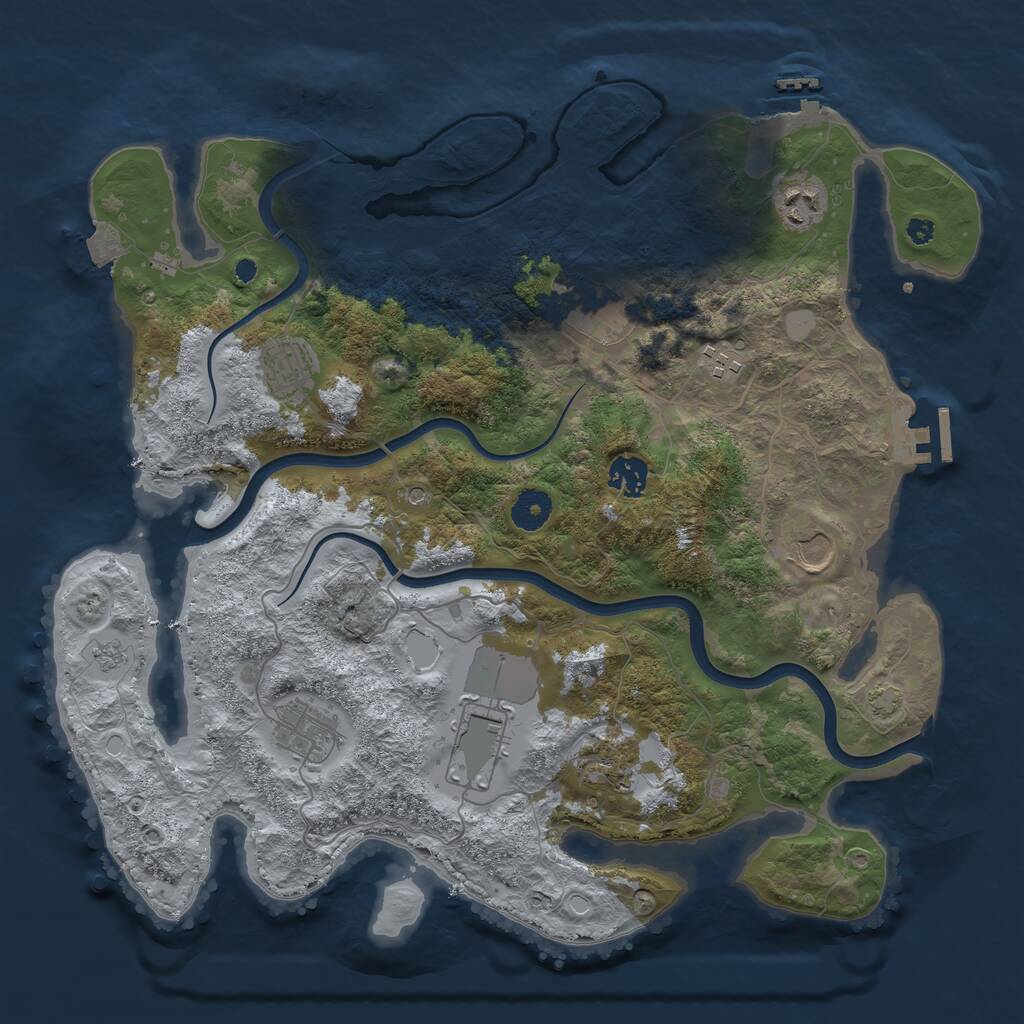 Rust Map: Procedural Map, Size: 3800, Seed: 8688878, 15 Monuments