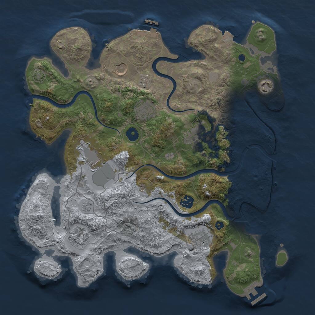 Rust Map: Procedural Map, Size: 3650, Seed: 1615903405, 15 Monuments