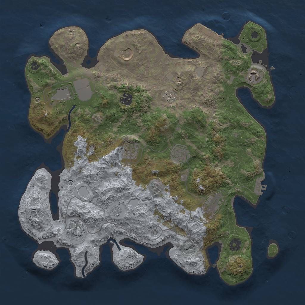 Rust Map: Procedural Map, Size: 3650, Seed: 1615903405, 16 Monuments