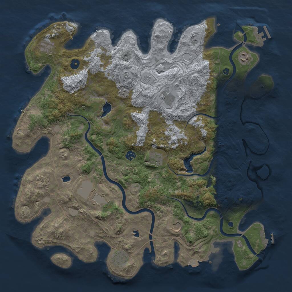 Rust Map: Procedural Map, Size: 4500, Seed: 1247524, 16 Monuments