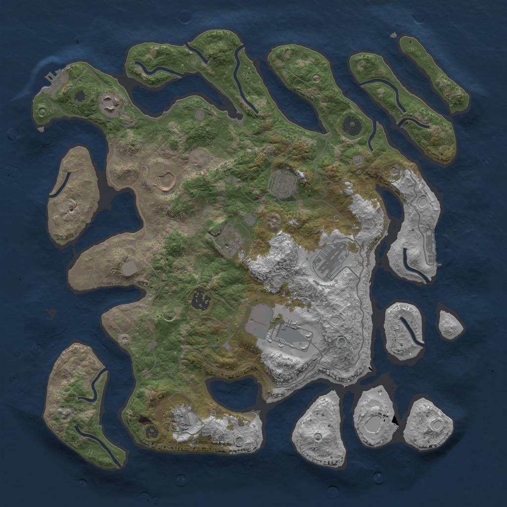 Rust Map: Procedural Map, Size: 4000, Seed: 113291505, 16 Monuments
