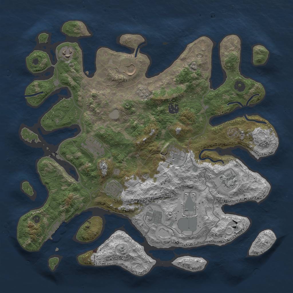 Rust Map: Procedural Map, Size: 4000, Seed: 905249, 17 Monuments