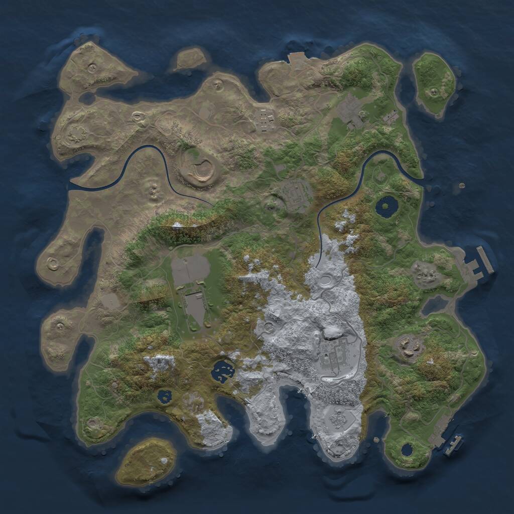 Rust Map: Procedural Map, Size: 3550, Seed: 889993, 14 Monuments