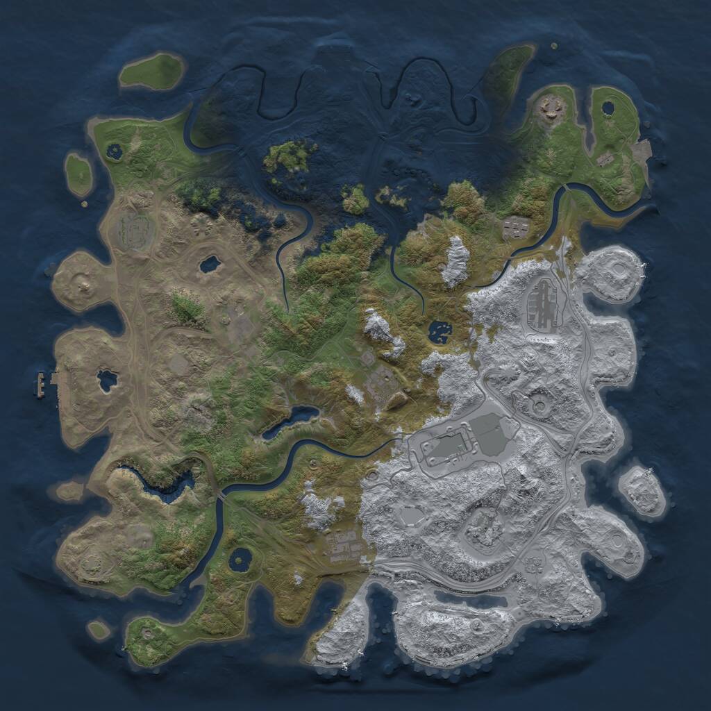 Rust Map: Procedural Map, Size: 4500, Seed: 6367, 16 Monuments
