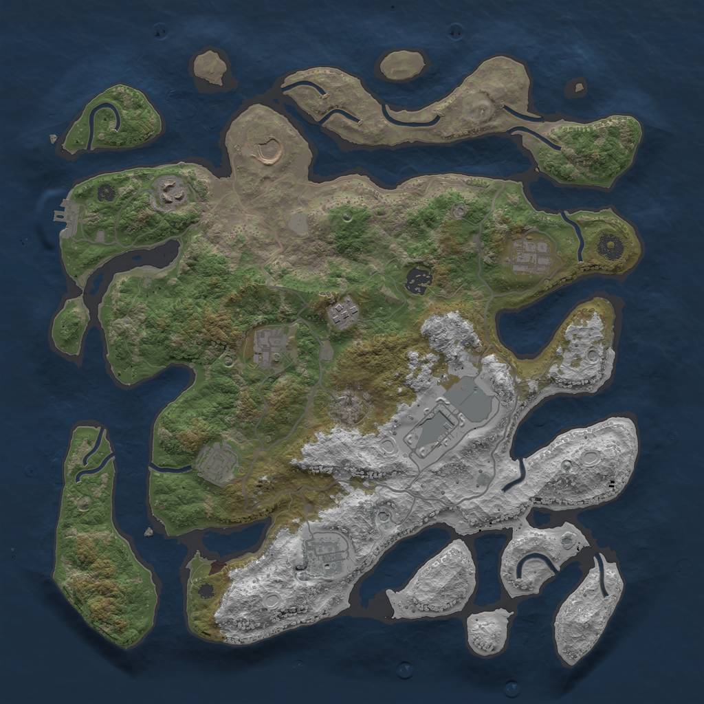 Rust Map: Procedural Map, Size: 4000, Seed: 410434, 16 Monuments