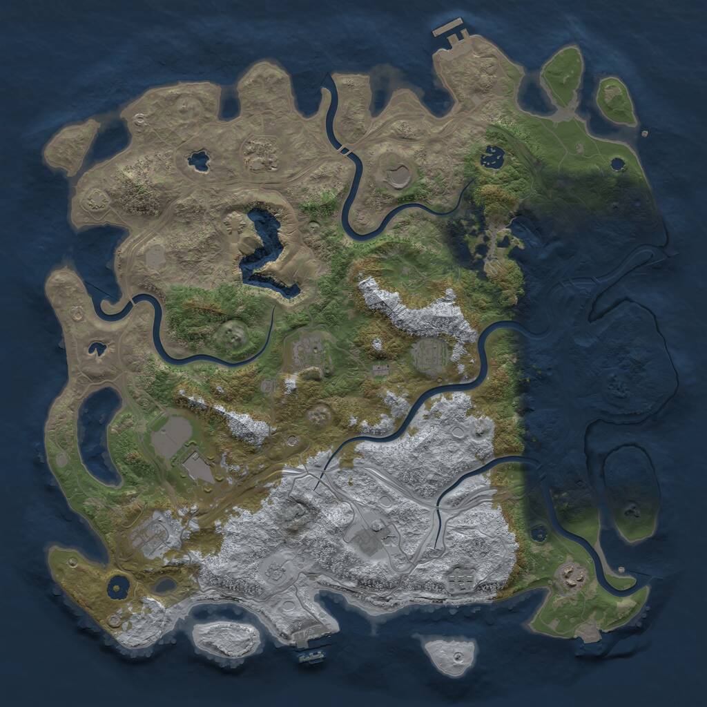 Rust Map: Procedural Map, Size: 4500, Seed: 4658602, 16 Monuments