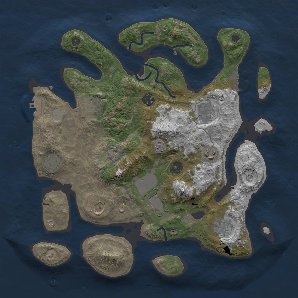 Rust Map: Procedural Map, Size: 3550, Seed: 258838, 17 Monuments