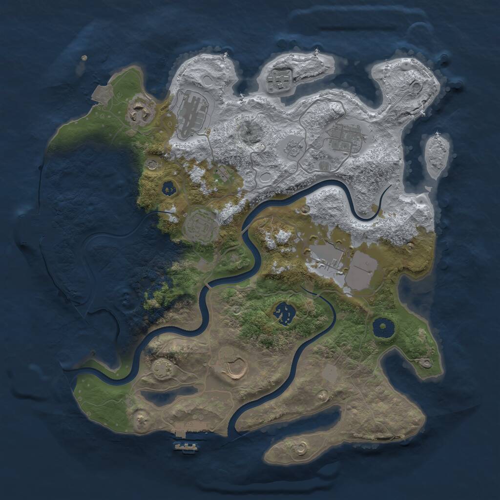 Rust Map: Procedural Map, Size: 3500, Seed: 21123067, 14 Monuments