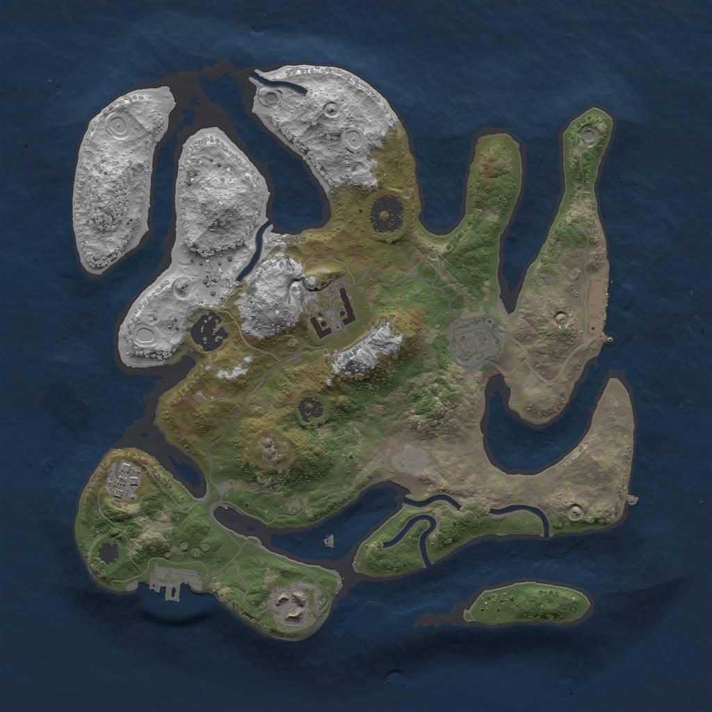 Rust Map: Procedural Map, Size: 3000, Seed: 9352, 12 Monuments