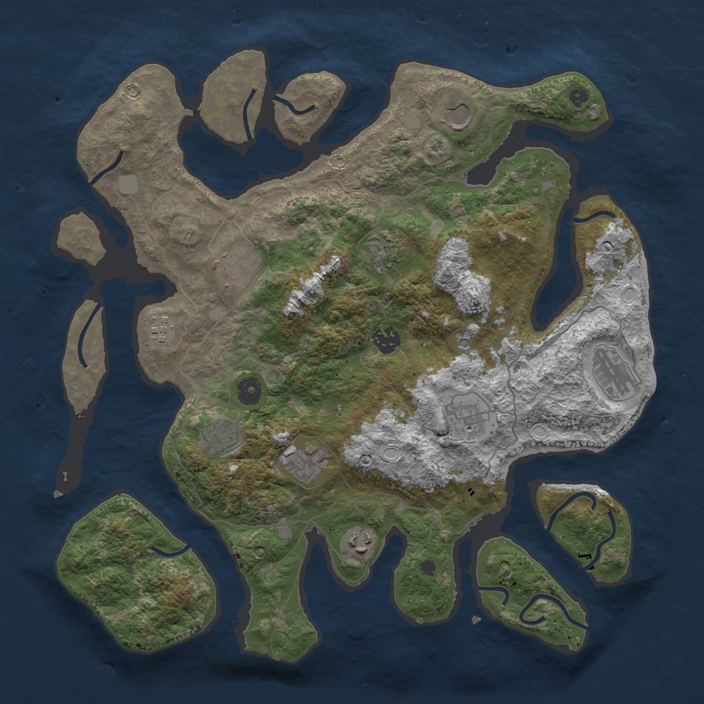 Rust Map: Procedural Map, Size: 4000, Seed: 773212, 16 Monuments