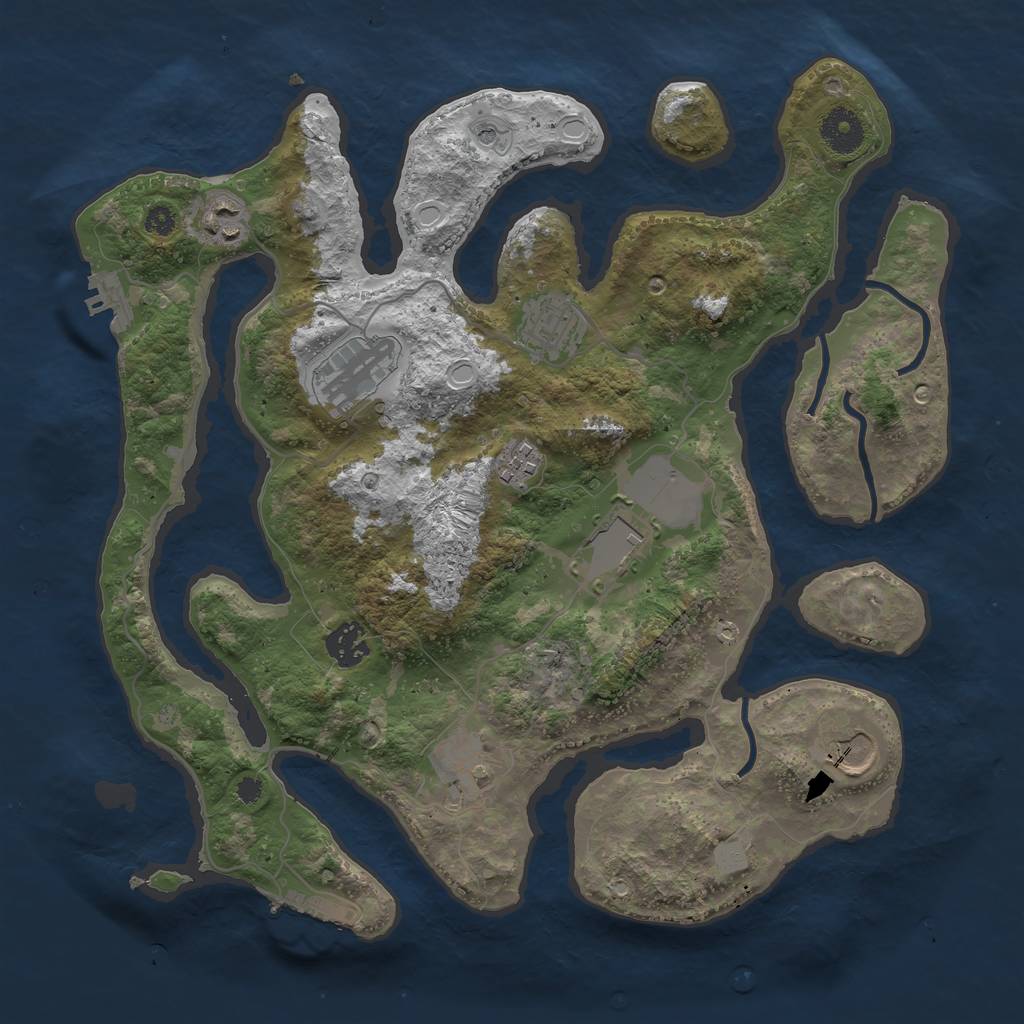 Rust Map: Procedural Map, Size: 3550, Seed: 664251, 16 Monuments