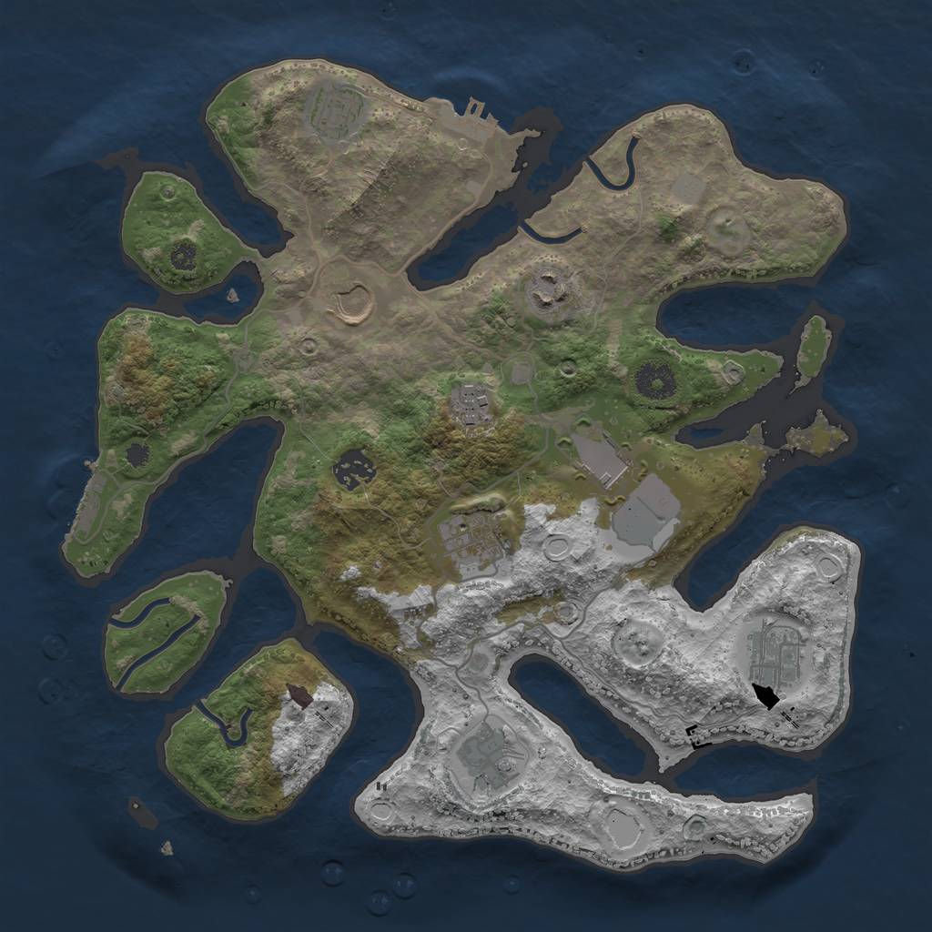 Rust Map: Procedural Map, Size: 3510, Seed: 2521819, 16 Monuments