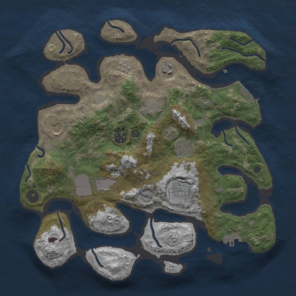 Rust Map: Procedural Map, Size: 3550, Seed: 808062, 16 Monuments