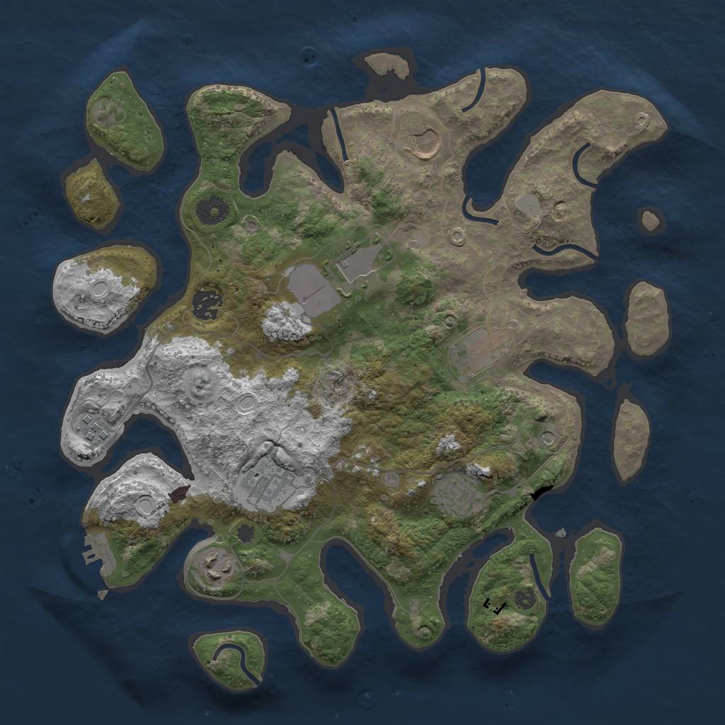Rust Map: Procedural Map, Size: 3550, Seed: 609412, 15 Monuments